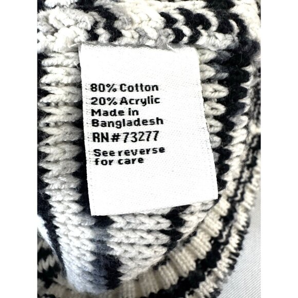 Womens Variegated Grandpa Sweater L Black White Oversized Chunky Knit Minimalist - Picture 5 of 8